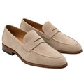 Premium Suede Penny Loafers – Sand Beige | Maison Valor
