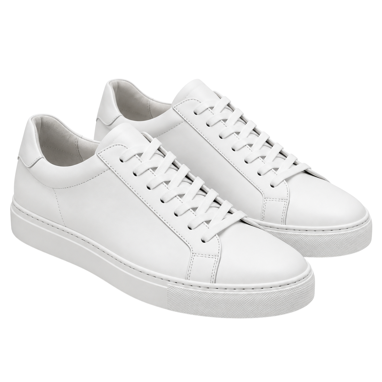 Minimalist Premium Leather Trainers – Pure White | Maison Valor
