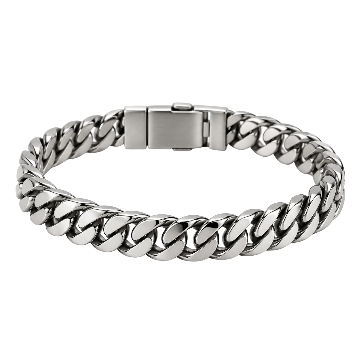 Polished Cuban Link Stainless Steel Bracelet – Silver | Maison Valor